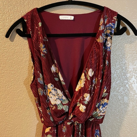 Lush Burgundy Fall Floral Maxi Dress - Picture 2 of 6